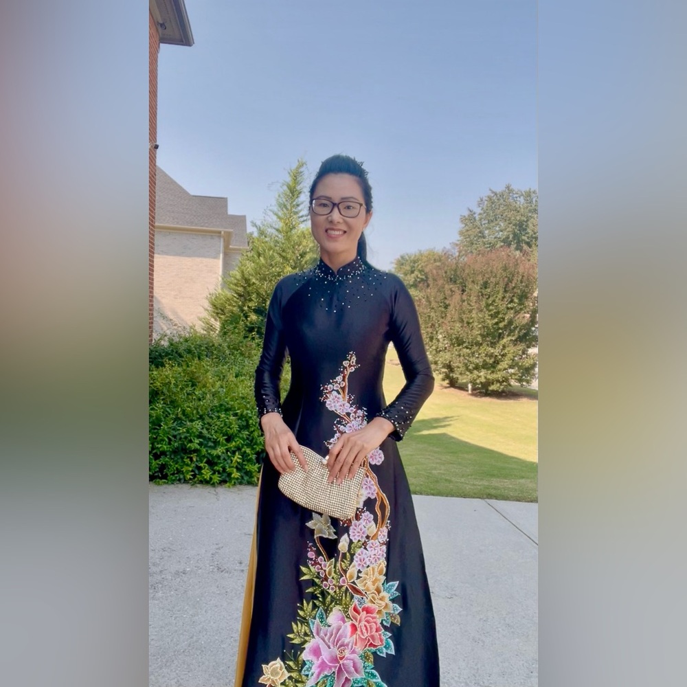 Ao dai Valentino loại 1, New Vietnamese traditional long dress set m 2 medium